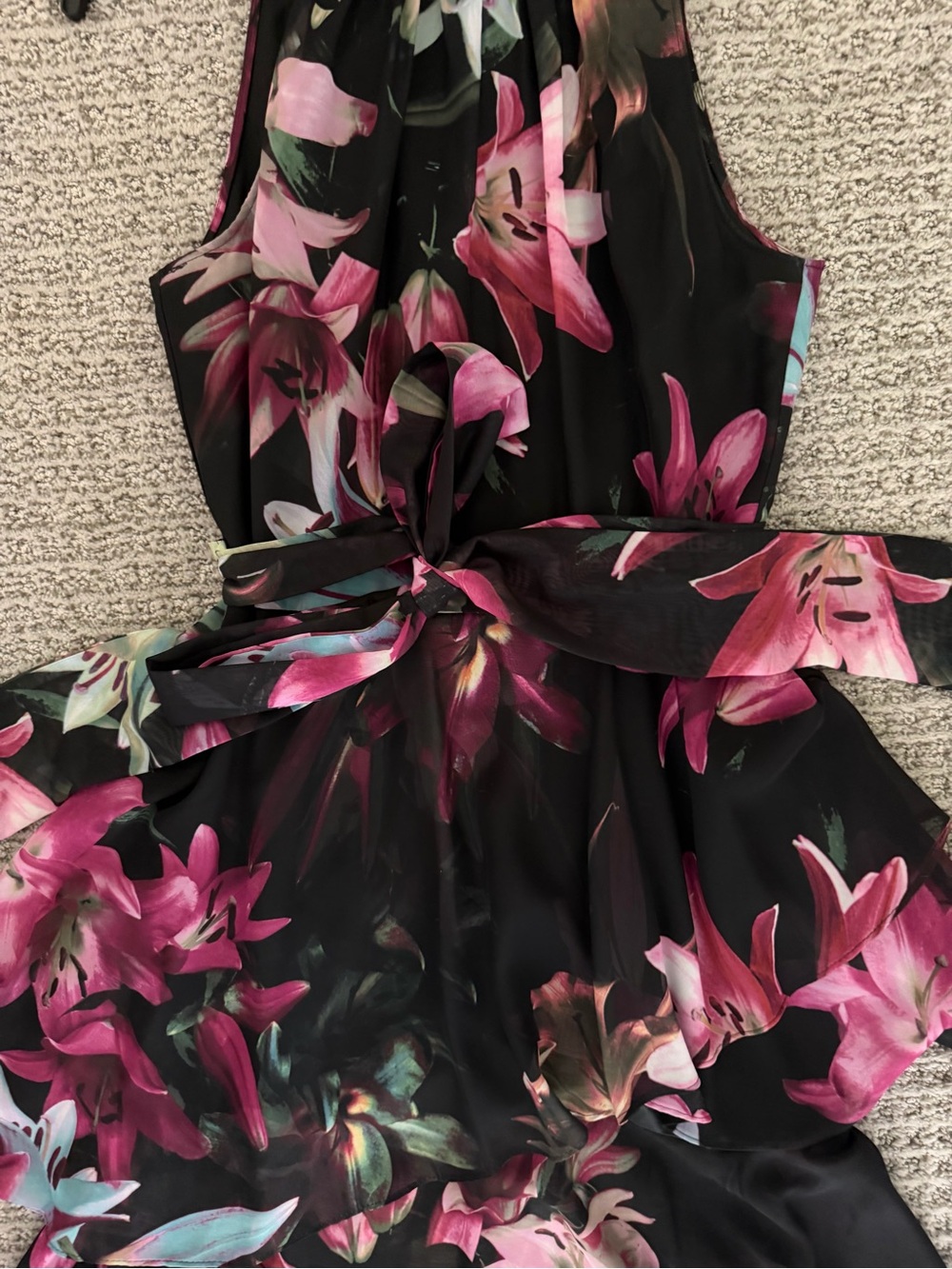 Tahari Arthur S Levine Black Floral Tiered formal dress- size 4 - Picture 2 of 10